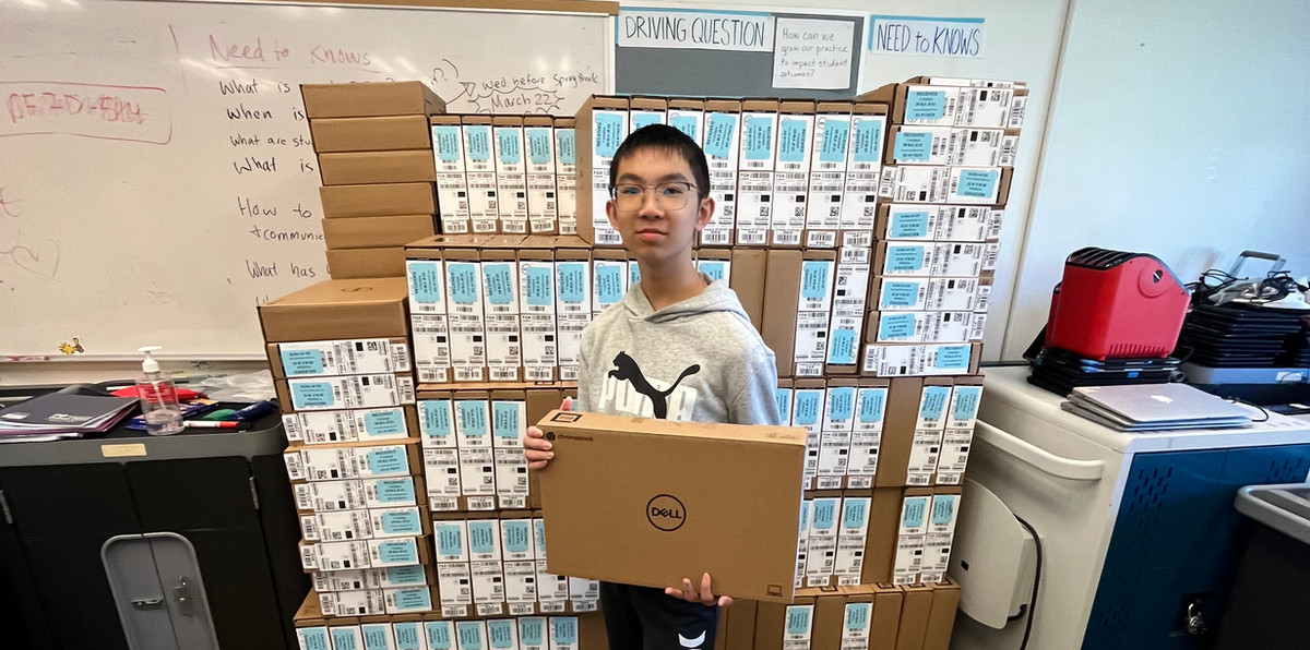 Student with technology resources.