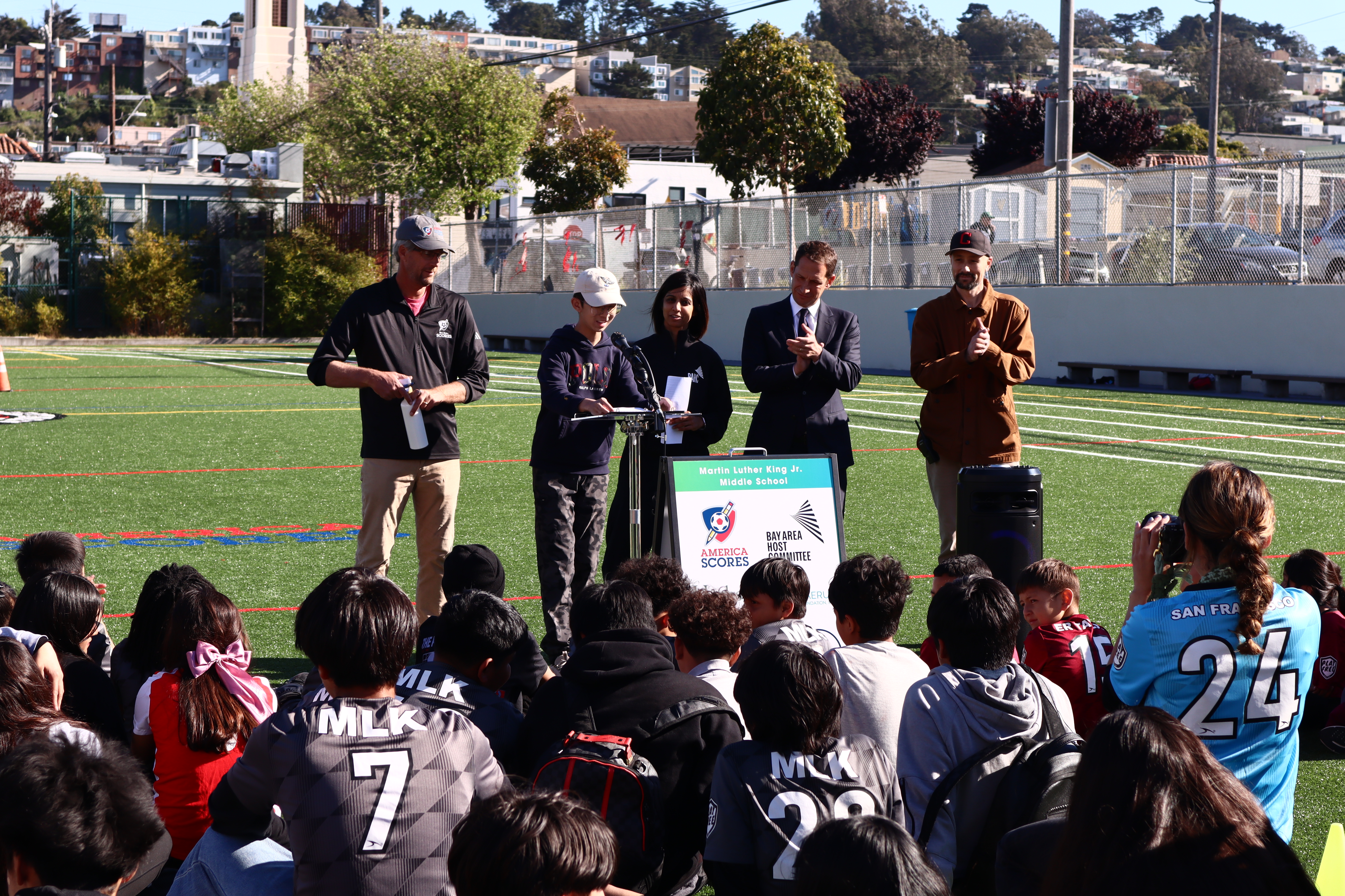 Justin Chen delivering remarks at the MLK Field of Dreams opening.
